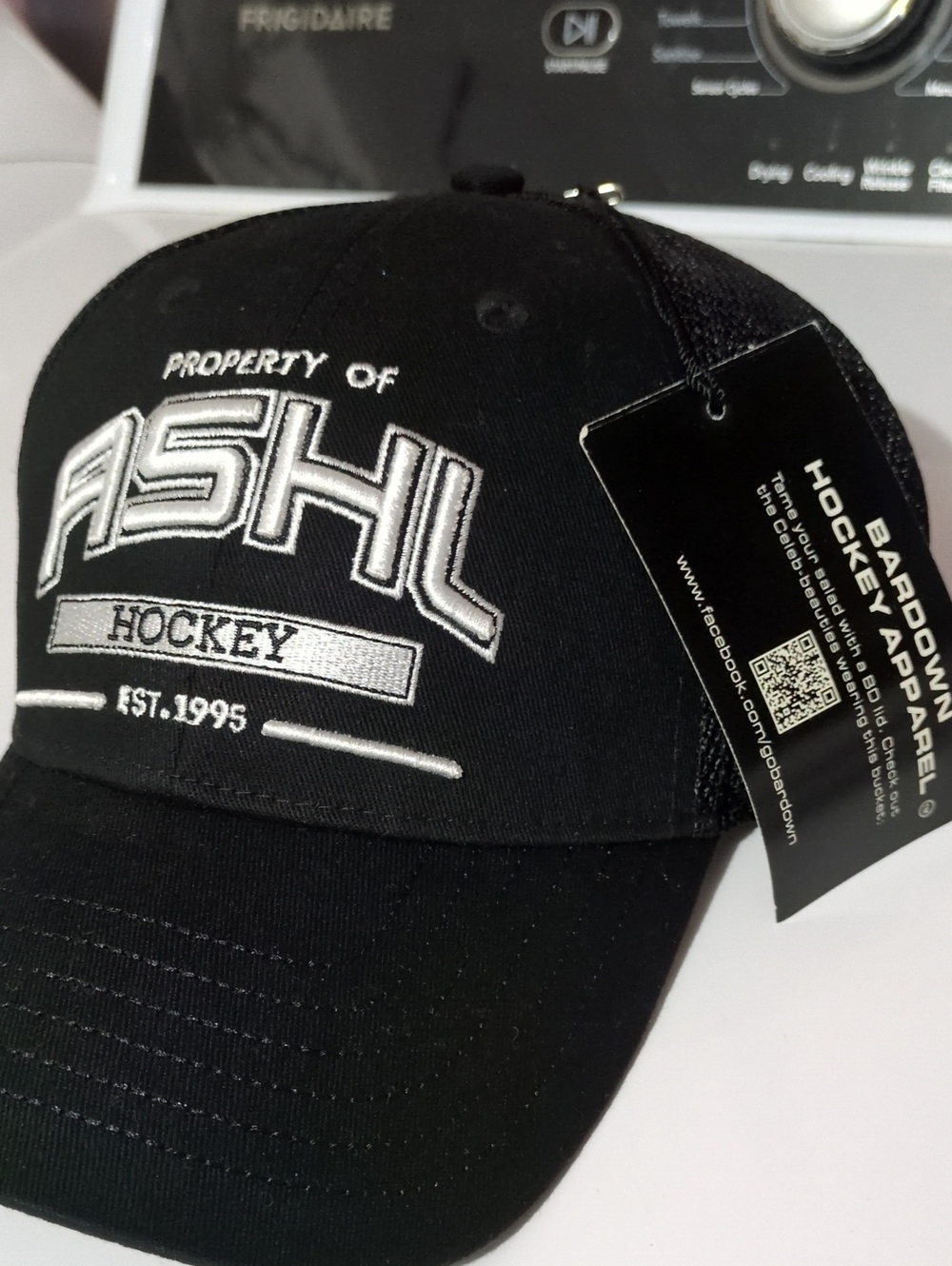 Ash Black Baseball Cap with White Embroidery